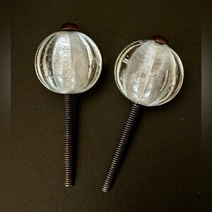 Pair (2) Glass Cabinet/Drawer hardware. Round with slight petal edges. Preowned